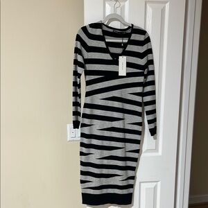 Chic Striped Black and Gray Dress